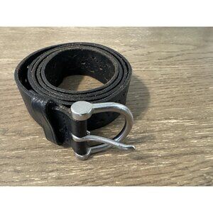 Black 100% Leather Sz XL Belt Cut Out Geometric Pattern Y2K 90s USA western boho